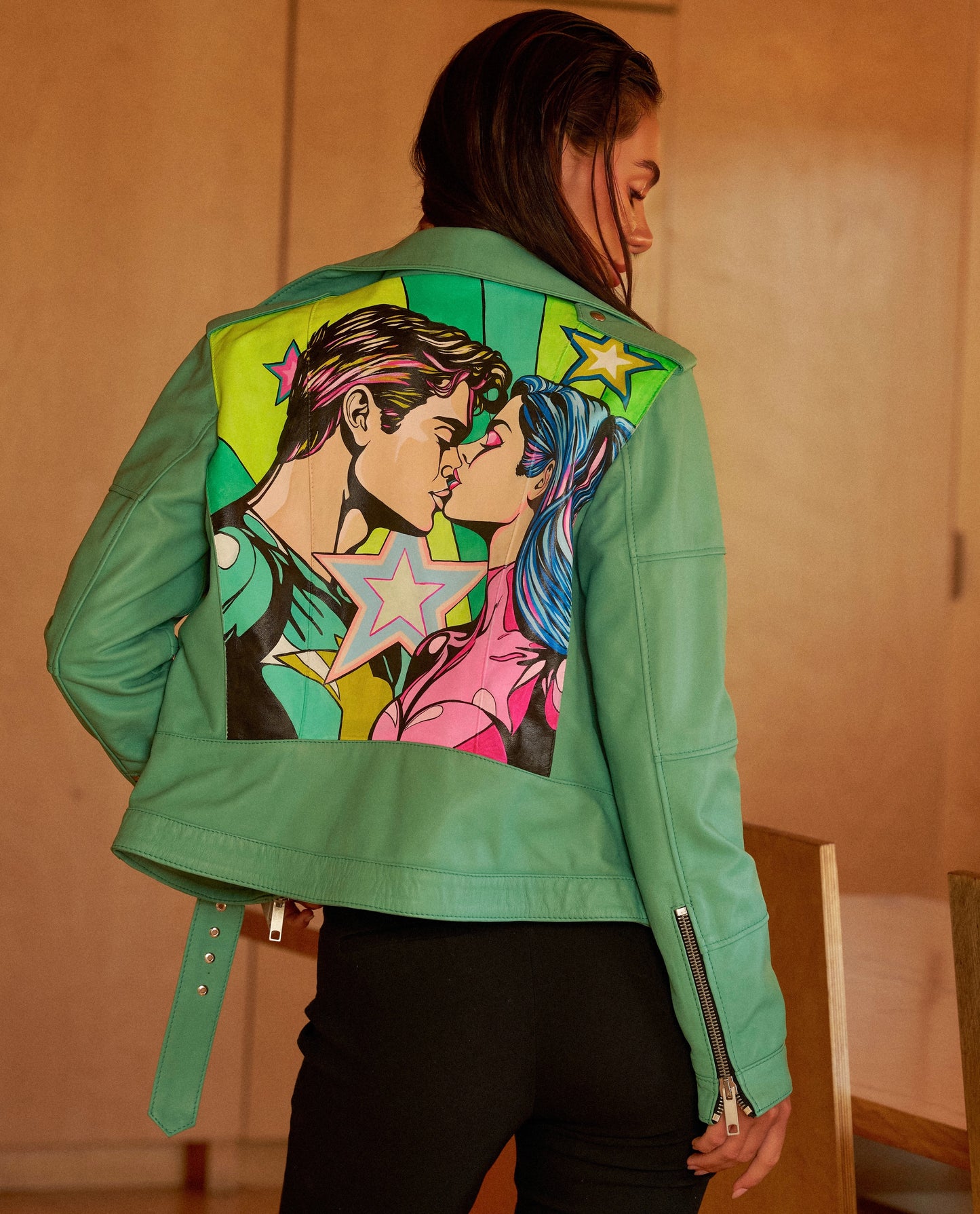 Love Collection Nappa Leather Jacket - Sea Wave