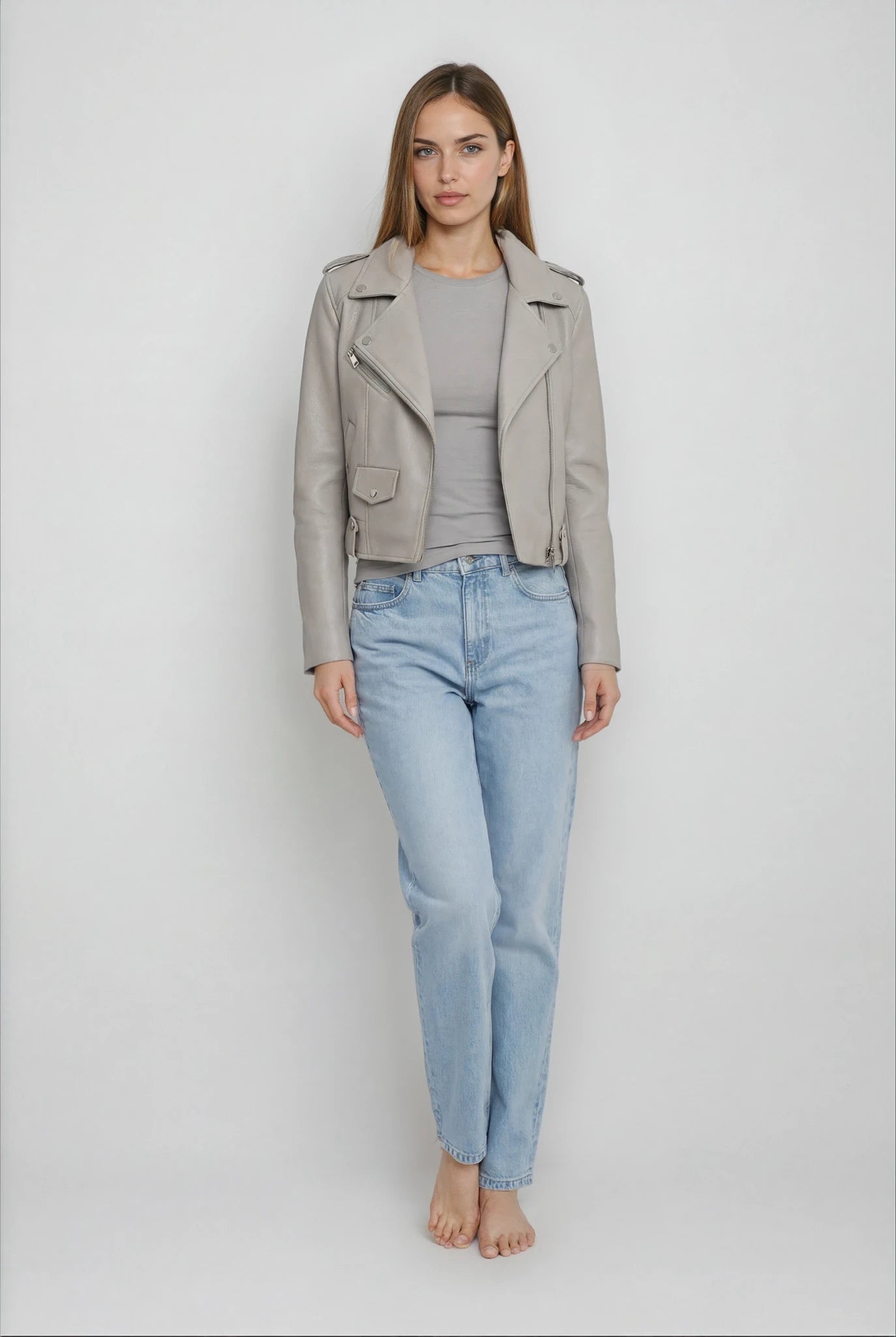 Classic Lambskin Biker Jacket - Clay