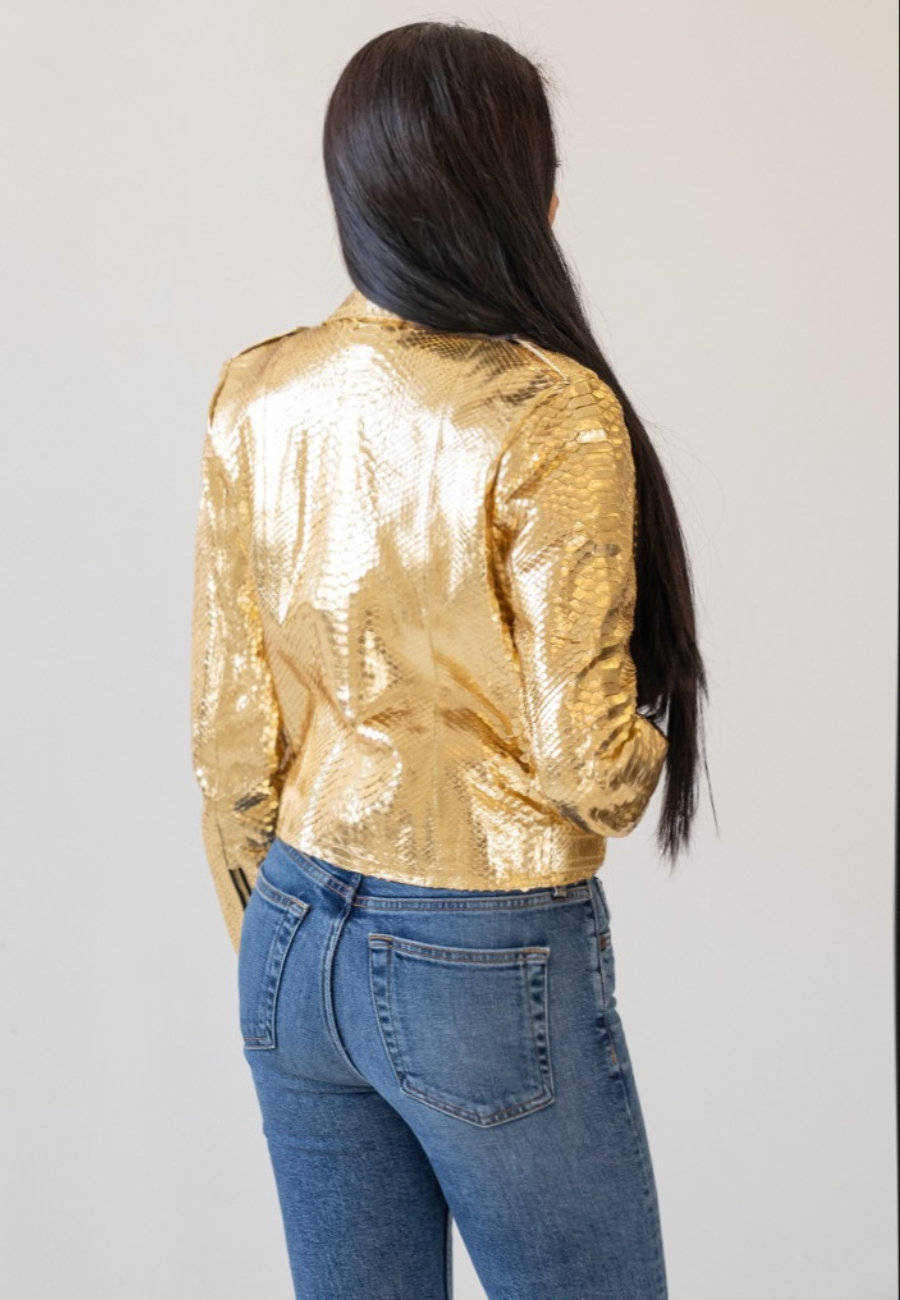 LUXURY JACKET <br> GOLD DIAMOND <br> GENUINE PYTHON LEATHER