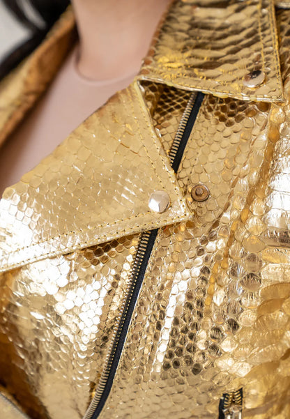 Python Leather Jacket - Gold Diamond