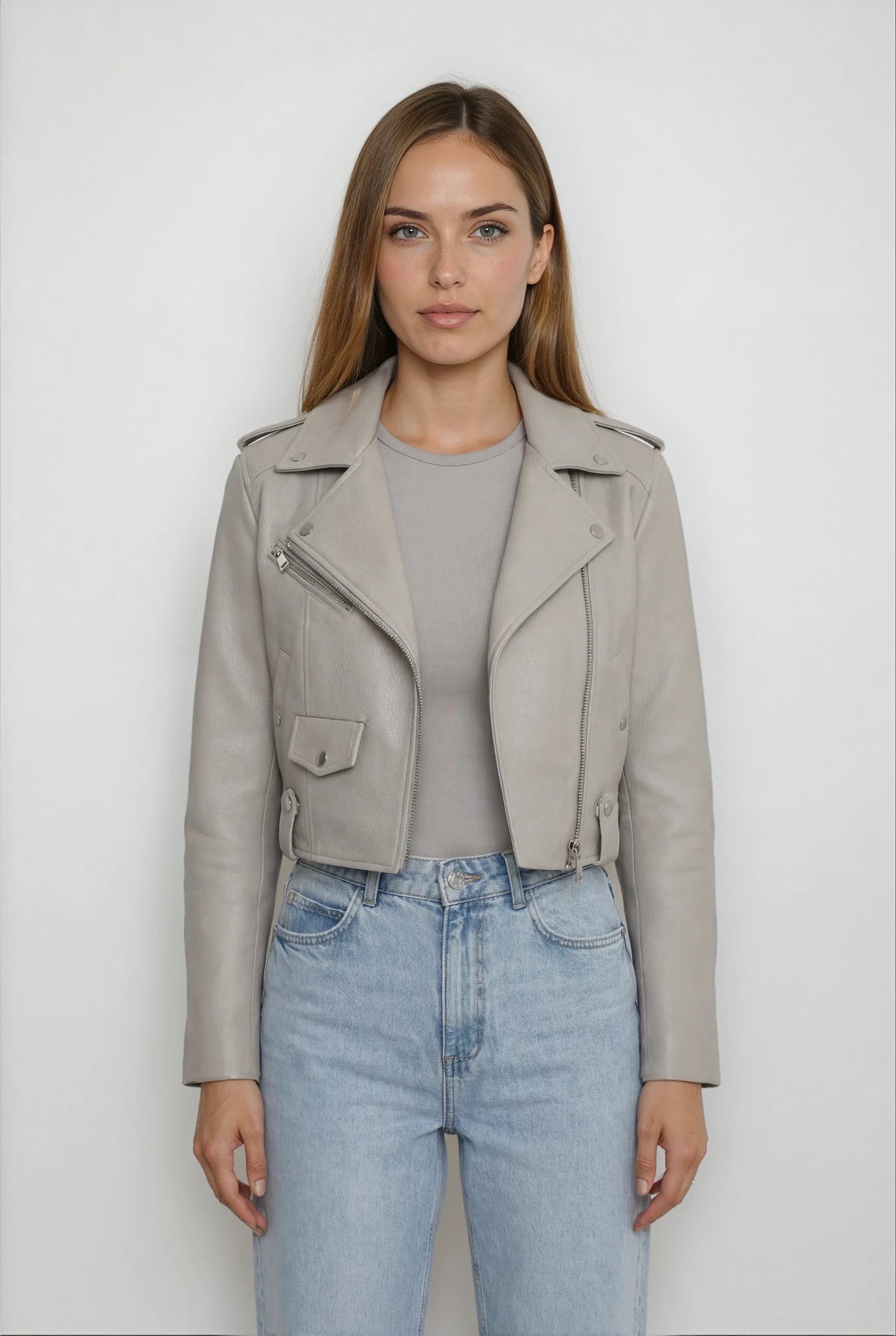 Classic Lambskin Biker Jacket - Clay