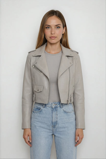 Classic Lambskin Biker Jacket - Clay