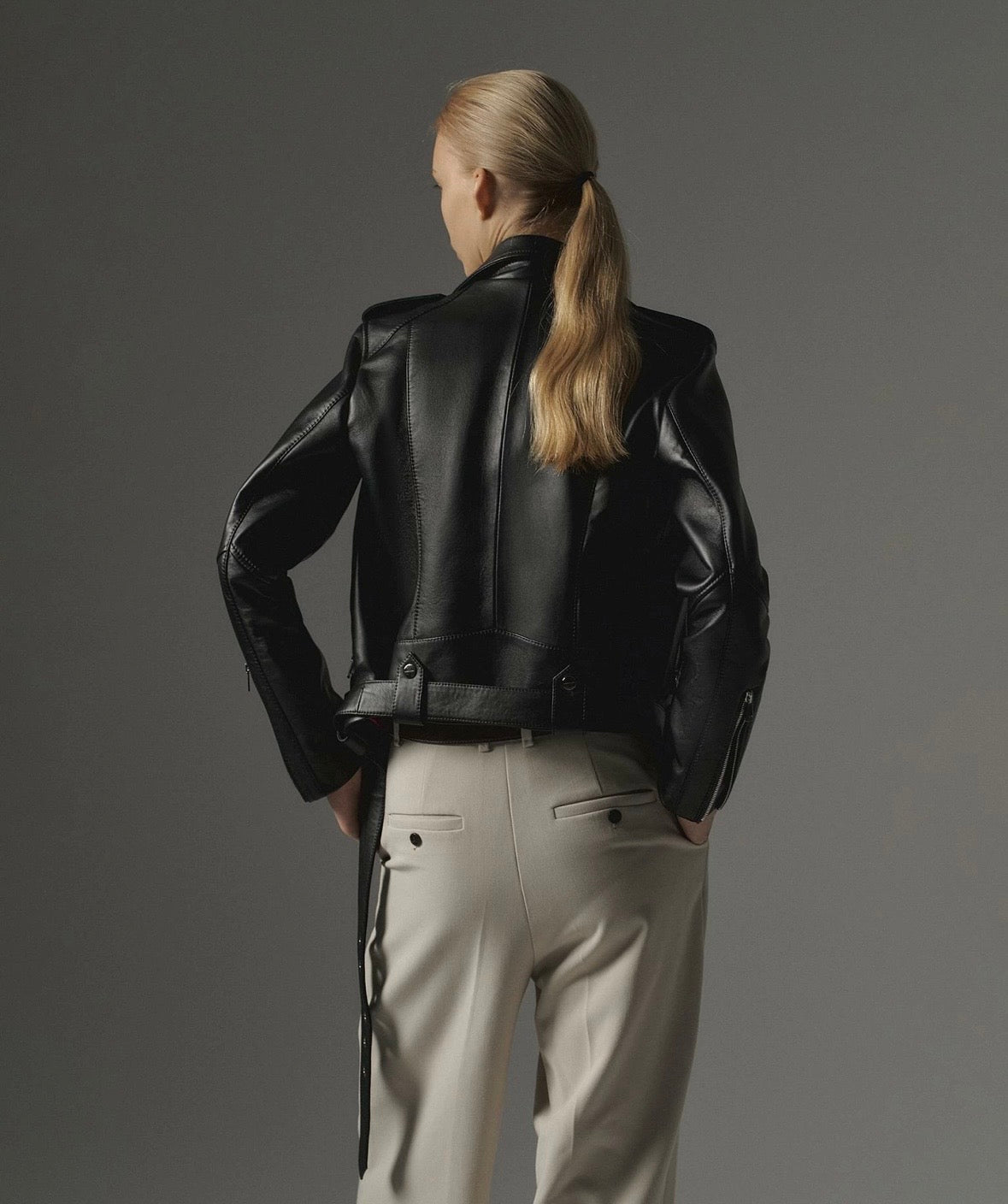 Classic Lambskin Biker Jacket - Black