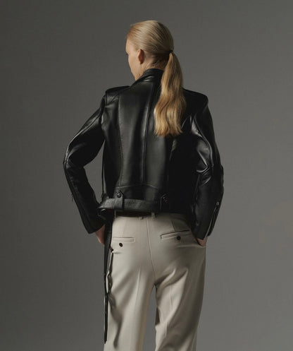 Classic Lambskin Biker Jacket - Black