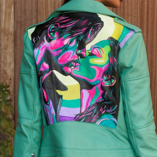 Love Collection Nappa Leather Jacket - Turquoise