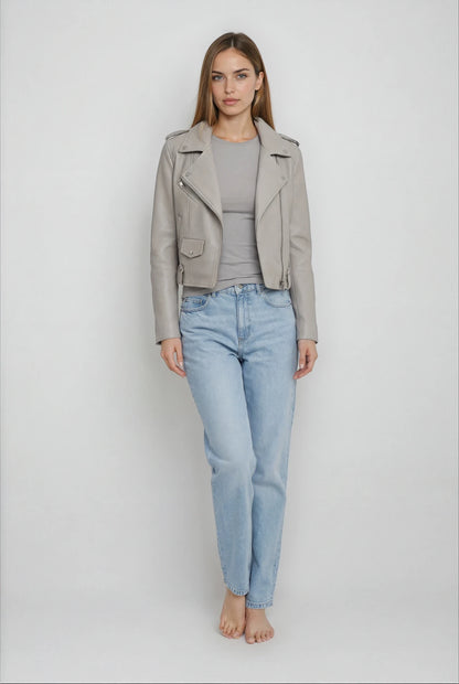 Classic Lambskin Biker Jacket - Clay