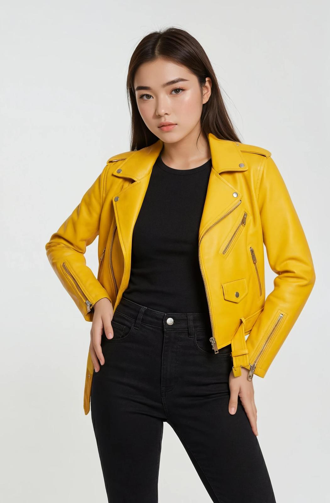 Classic Lambskin Biker Jacket - Amber