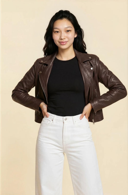 Classic Lambskin Biker Jacket - Chocolate