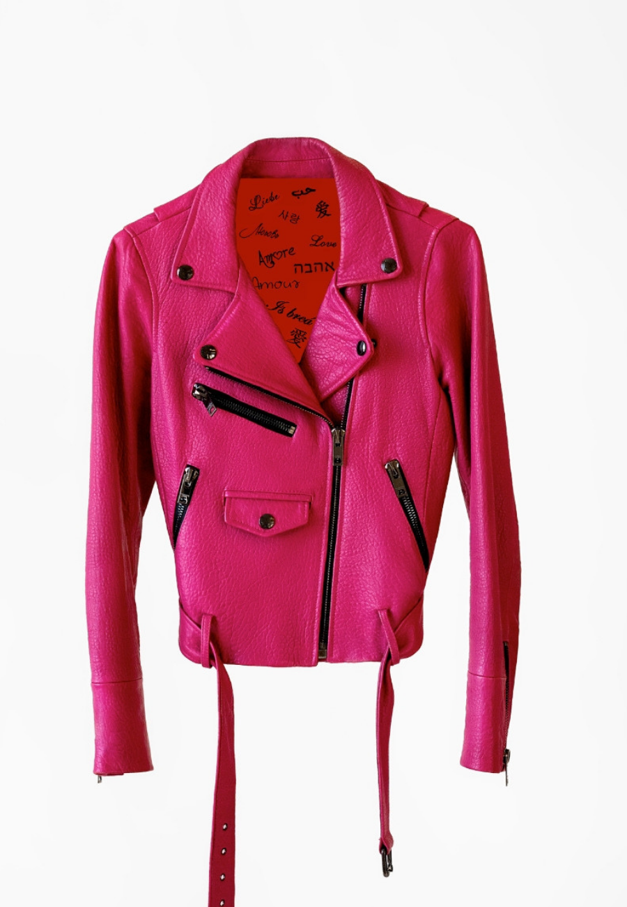 JACKET CLASSIC IN LAMBSKIN <BR> FUCHSIA SUNSET