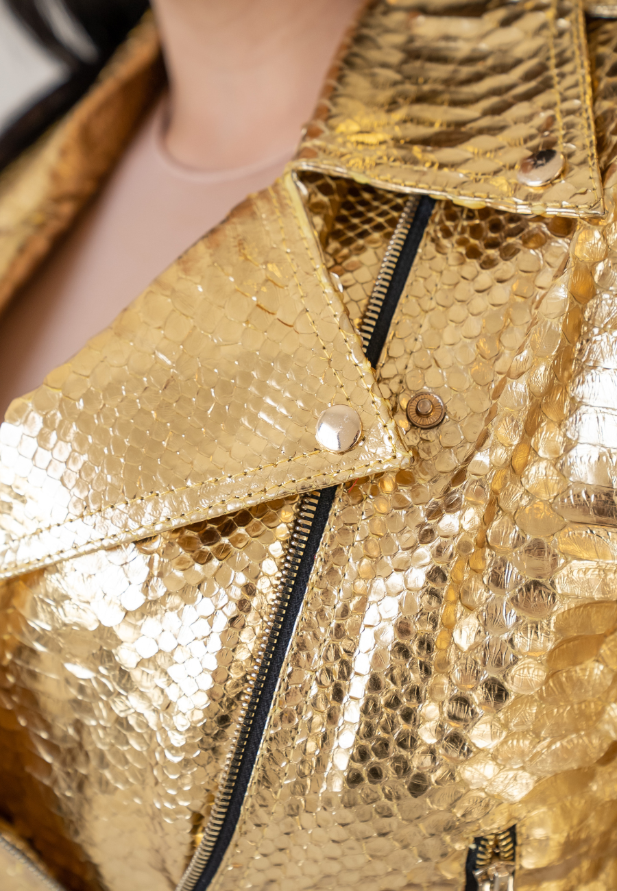 LUXURY JACKET <br> GOLD DIAMOND <br> GENUINE PYTHON LEATHER