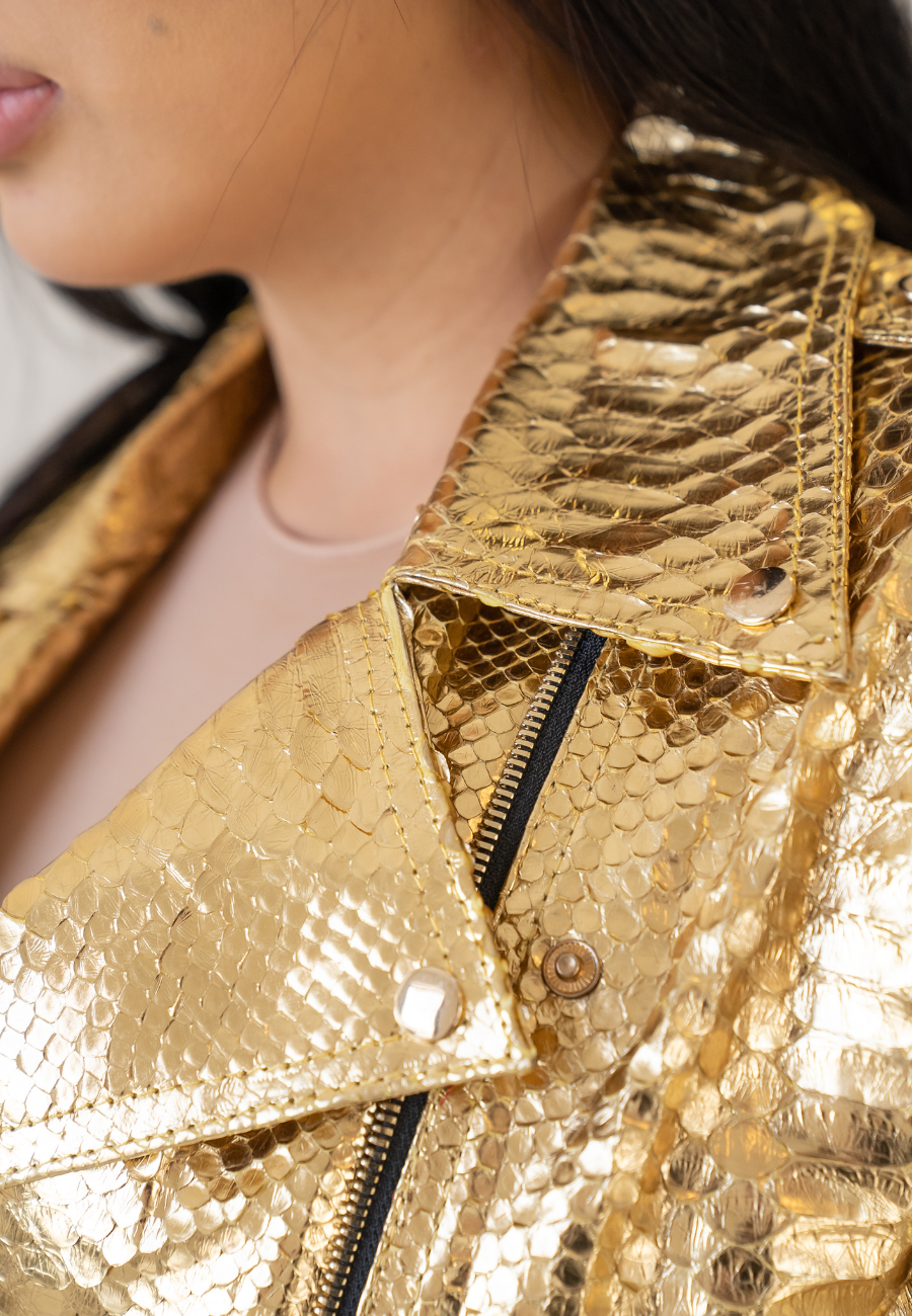 LUXURY JACKET <br> GOLD DIAMOND <br> GENUINE PYTHON LEATHER