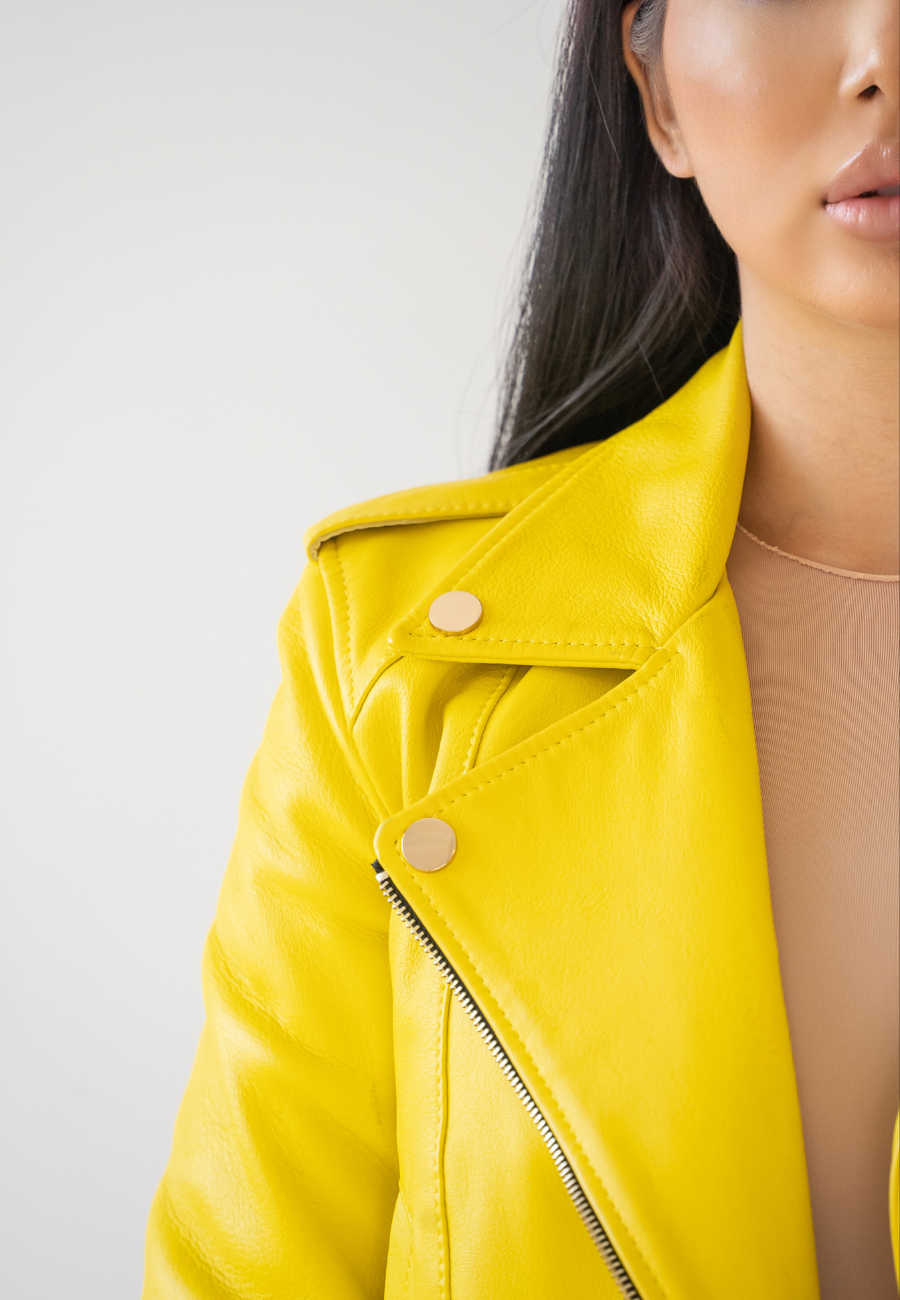 JACKET CLASSIC IN LAMBSKIN <BR> YELLOW SUNSHINE