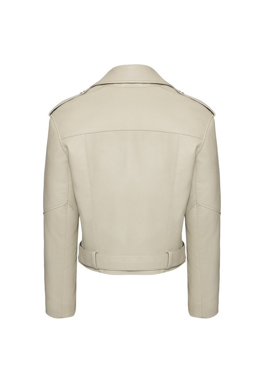 JACKET CLASSIC IN LAMBSKIN <BR> SNOW WHITE