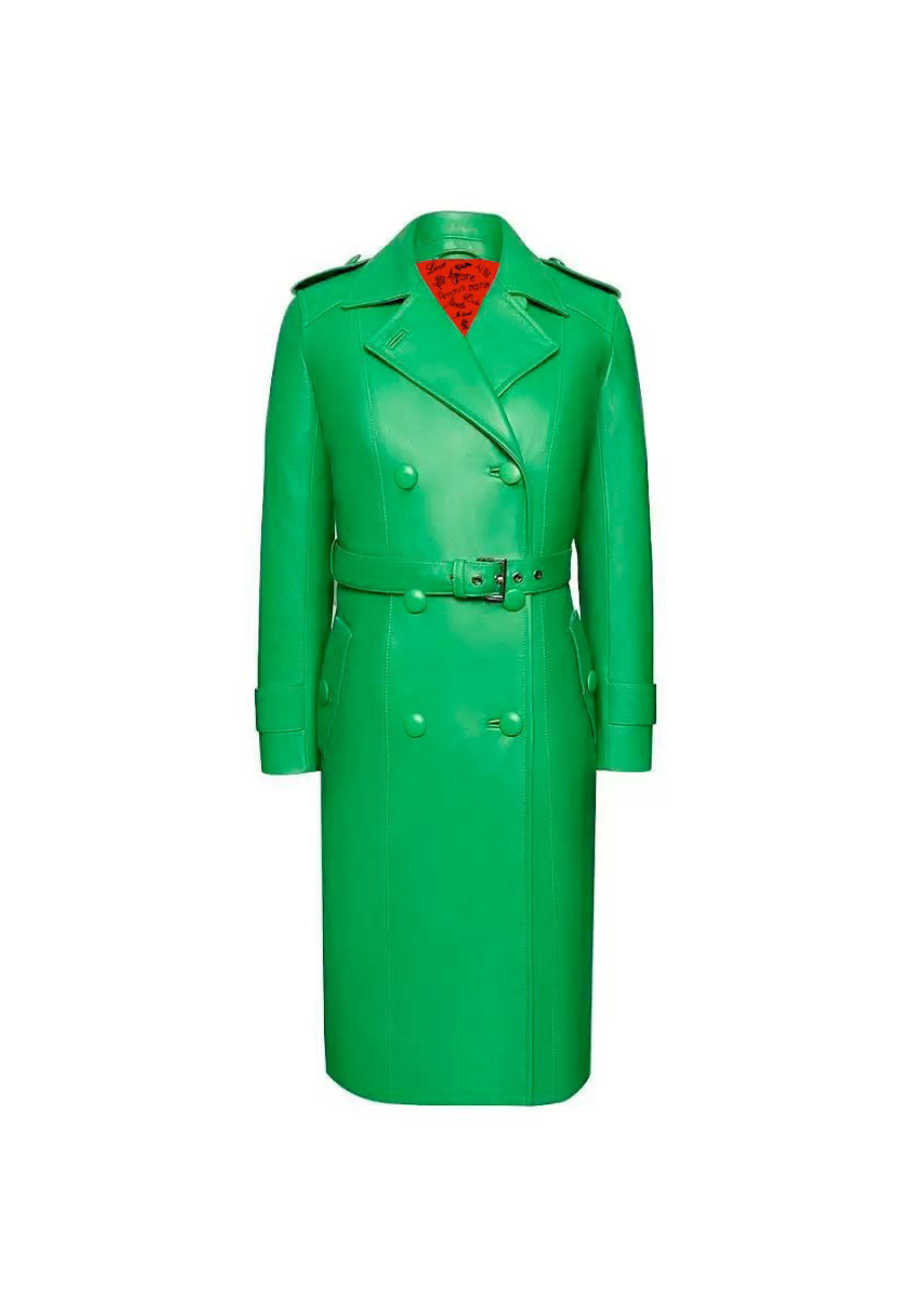 CLASSIC COAT IN LAMBSKIN <BR> GREEN APPLE