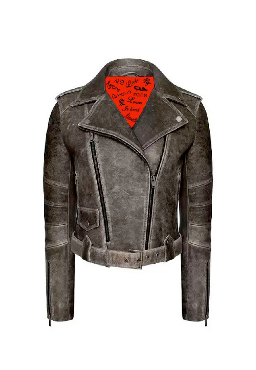 JACKET CLASSIC IN LAMBSKIN <BR> GRAY STONE