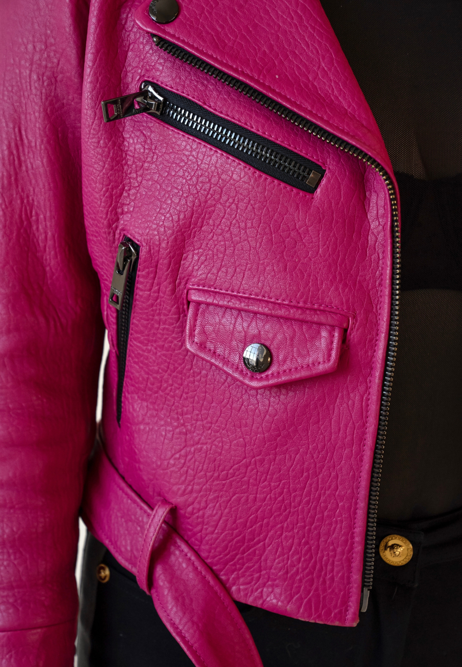 JACKET CLASSIC IN LAMBSKIN <BR> FUCHSIA SUNSET