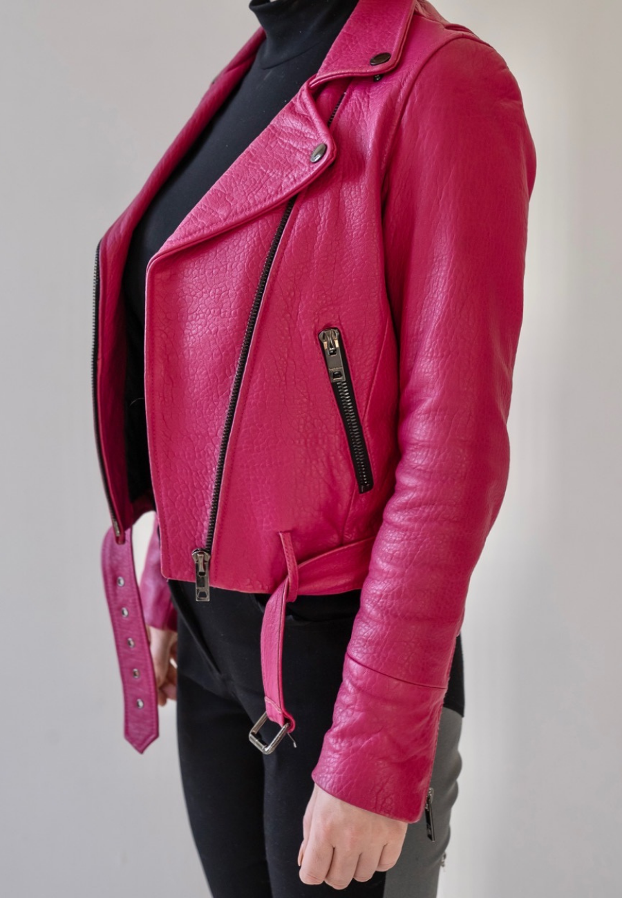 JACKET CLASSIC IN LAMBSKIN <BR> FUCHSIA SUNSET