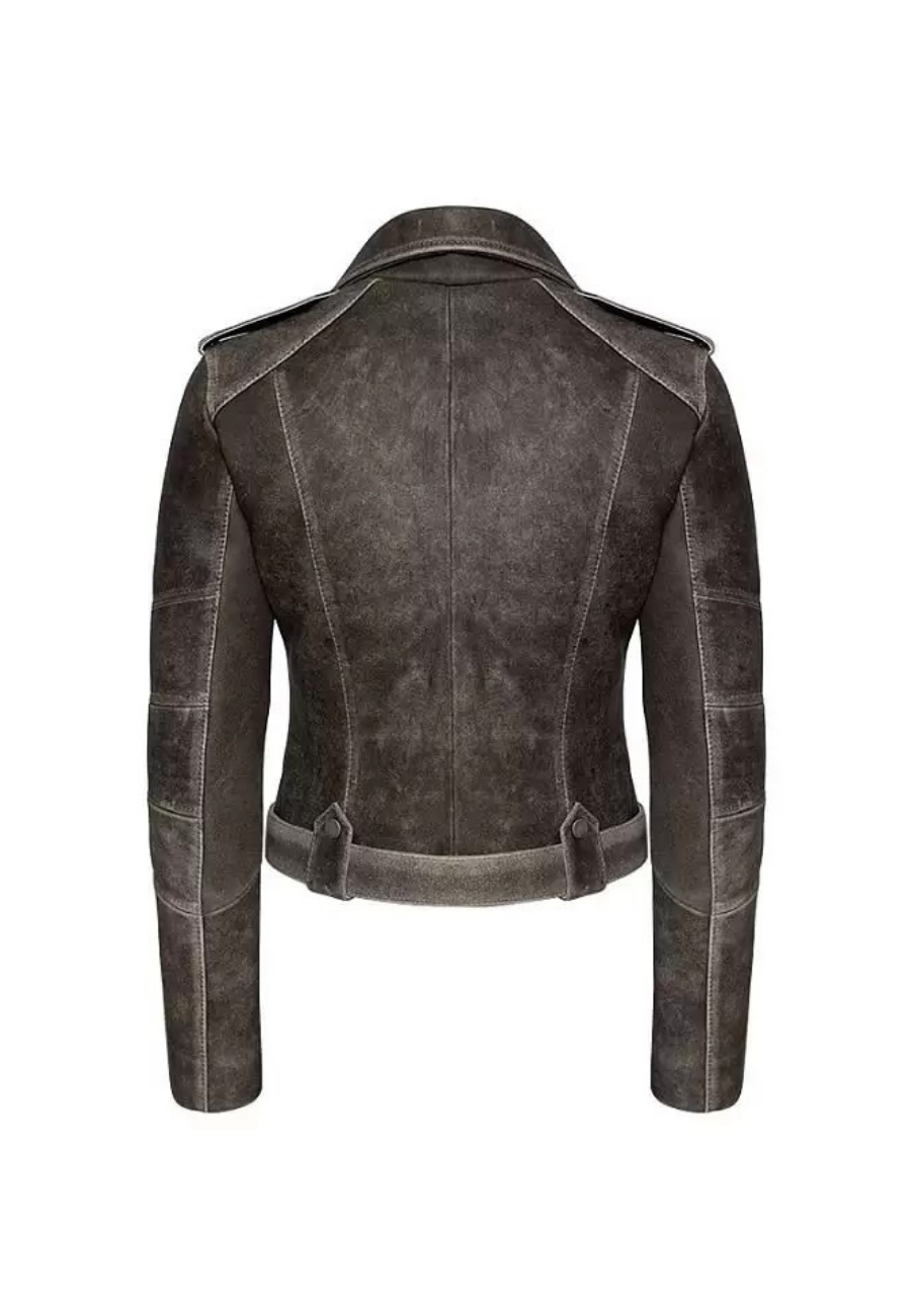 JACKET CLASSIC IN LAMBSKIN <BR> GRAY STONE