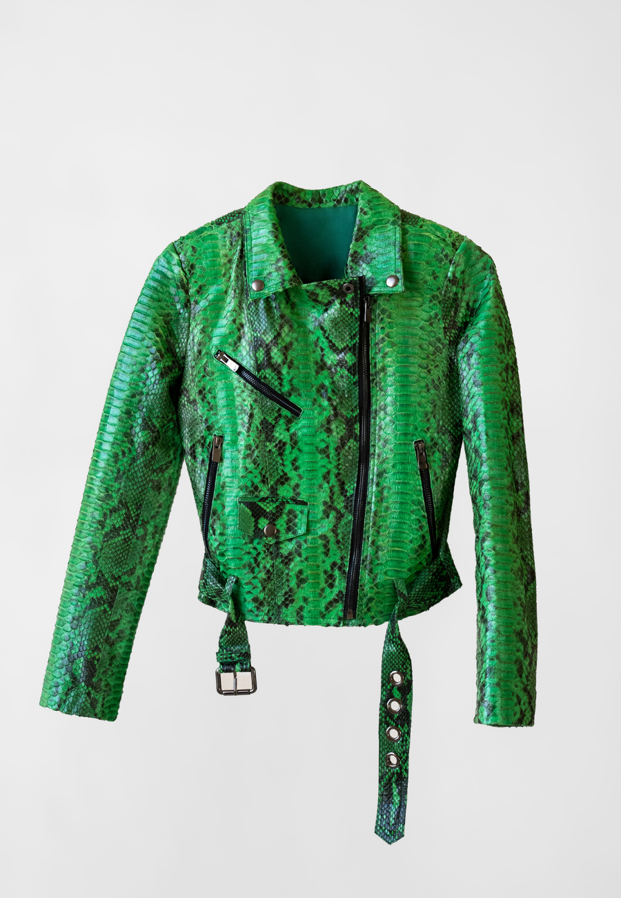 LUXURY JACKET <br> GREEN EMERALD <br> GENUINE PYTHON LEATHER