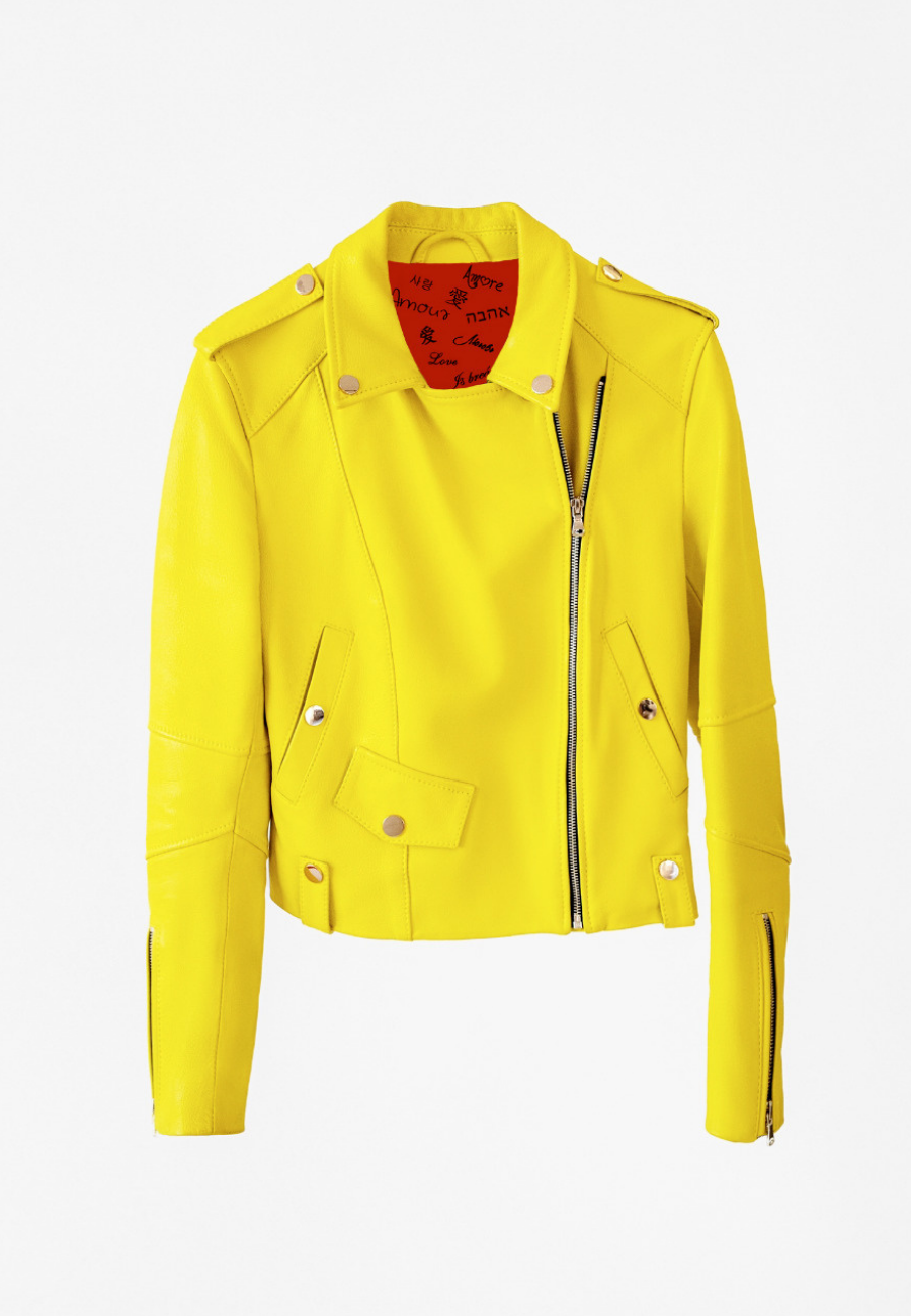 JACKET CLASSIC IN LAMBSKIN <BR> YELLOW SUNSHINE